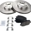 TRQ - Front Ceramic Brake Pad And Rotor Kit - 5 Lug - 2003 - 2008 Toyota Corolla - BKA10570
