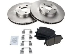 TRQ - Front Ceramic Brake Pad And Rotor Kit - 5 Lug - 2003 - 2008 Toyota Corolla - BKA10570