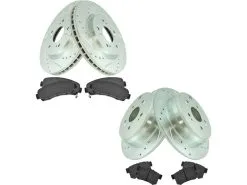 DIY Solutions - Front And Rear Ceramic Brake Pad And Cross Drilled And Slotted Rotor Kit - 5 Lug - Performance Type - Vented Front Rotors - Solid Rear Rotors - 2007 - 2011 Honda CR-V - BFS02934