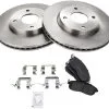 TRQ - Front Ceramic Brake Pad And Rotor Kit - 4 Lug - Vented Rotors - 2007 - 2012 Nissan Versa Hatchback 1.8L 4-Cylinder - BKA10858