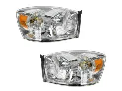 DIY Solutions - Headlight Assembly Set Of 2 - With Chrome Bezel - (without Amber Bar) - 2006 - 2009 Dodge Ram 3500 - LHT03492