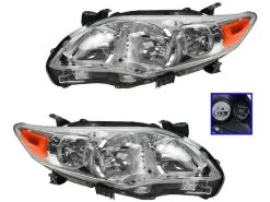 DIY Solutions - Headlight Assembly - Set Of 2 - Chrome Housing - 2011 - 2013 Toyota Corolla - LHT03753