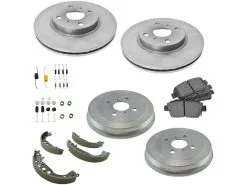 DIY Solutions - Front And Rear Ceramic Brake Pad Rotor Shoe Drum Kit - 4 Lug - Vented Front Rotors - 2004 - 2006 Scion XB - BFS01050