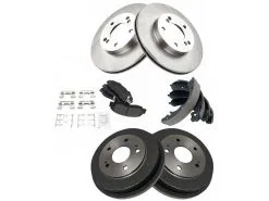 TRQ - Front And Rear Semi Metallic Brake Pads Rotor And Shoe Drum Kit - 5 Lug - Vented Front Rotors - 1997 - 2001 Honda CR-V - BKA11958