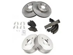 TRQ - Front And Rear Ceramic Brake Pad Rotor Shoe Drum 6 Piece Kit - 1998 - 2002 Toyota Corolla - BKA11963