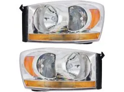 DIY Solutions - Headlight Assembly Set Of 2 - With Chrome Bezel And Amber Bar - 2006 - 2009 Dodge Ram 3500 - LHT03415