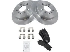 TRQ - Rear Semi Metallic Brake Pad And Rotor Kit - 5 Lug - Solid Rotors - 2006 - 2010 Chevrolet Impala - BKA11607