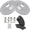 TRQ - Front Ceramic Brake Pad And Cross Drilled And Slotted Rotor Kit - 5 Lug - 2012 - 2017 Chevrolet Sonic - BKA12543