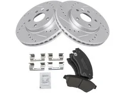 TRQ - Front Ceramic Brake Pad And Cross Drilled And Slotted Rotor Kit - 5 Lug - 2012 - 2017 Chevrolet Sonic - BKA12543