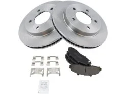 TRQ - Front Semi Metallic Brake Pad And Rotor Kit - 5 Lug - Vented Rotors - 1997 - 2003 Ford F-150 4WD (with 5 Lug Wheels) - BKA10497